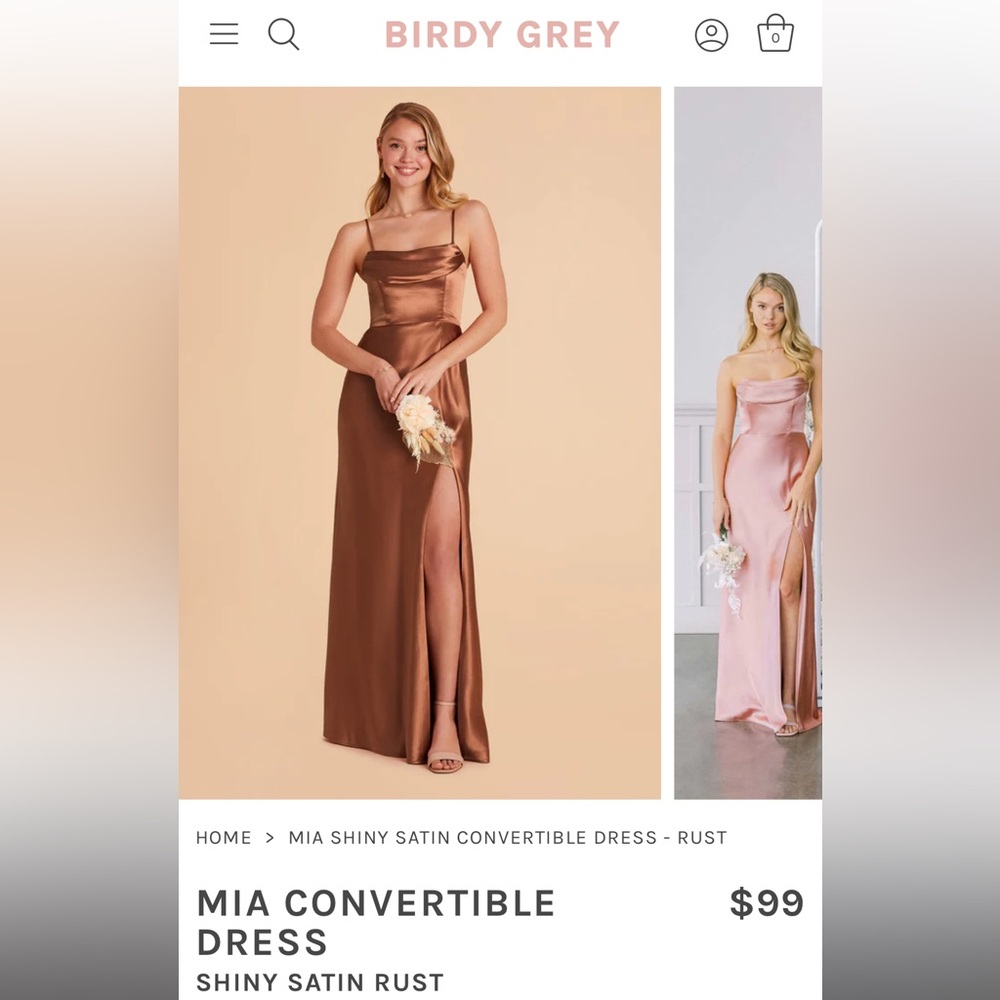 Birdy Grey bridesmaid dress satin rust (originally $100)